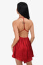 NBD Red Satin Pleated Mini Dress Size XS