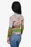 Casablanca Blue/Pink Sheer Turtleneck Top Size S