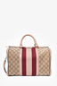 Gucci Brown GG Canvas/Pink Striped Boston Bag with Strap