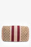 Gucci Brown GG Canvas/Pink Striped Boston Bag with Strap