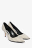 Manolo Blahnik Cream/Black Fabric Pointed Toe Pumps Size 38