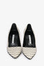 Manolo Blahnik Cream/Black Fabric Pointed Toe Pumps Size 38