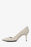 Manolo Blahnik Cream/Black Fabric Pointed Toe Pumps Size 38