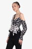 Self Portrait Black/White Leopard Print Lace Wrap Top Size 2