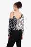 Self Portrait Black/White Leopard Print Lace Wrap Top Size 2