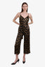 L'Agence Black/Brown Animal-printed Silk Jumpsuit Size 0
