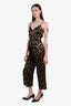 L'Agence Black/Brown Animal-printed Silk Jumpsuit Size 0