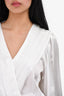 Smythe White Pleated Open Front Blouse Size S
