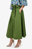 Weekend Max Mara Olive Green Nylon Belted Maxi Skirt Size 6