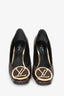 Louis Vuitton Monogram Leather 'LV' Hardware Square Toe Block Heels Size 36.5