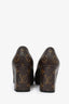 Louis Vuitton Monogram Leather 'LV' Hardware Square Toe Block Heels Size 36.5