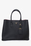 Prada Black Saffiano Large Cuir Double Bag with Strap