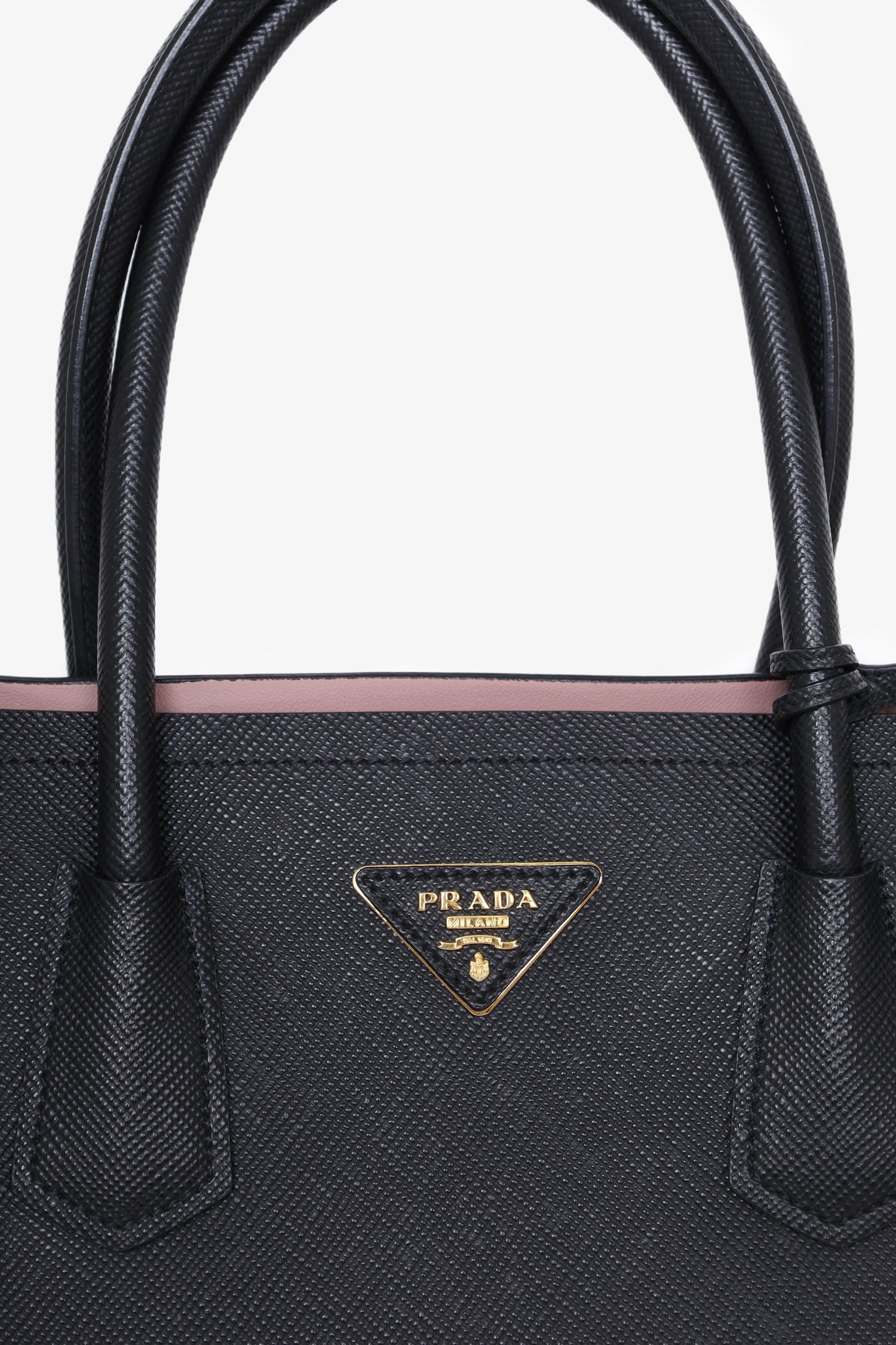 Prada Black Saffiano Large Cuir Double Bag with Strap – Mine & Yours
