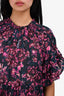 Ulla Johnson Black/Pink Cotton Floral Ruffle Maxi Dress Size 4
