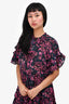 Ulla Johnson Black/Pink Cotton Floral Ruffle Maxi Dress Size 4
