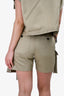 Sacai Green Cotton Belted Cargo Shorts Size 1