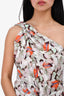 IRO White/Multicolour Silk One Shoulder 'Cevals' Dress Size 36