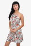 IRO White/Multicolour Silk One Shoulder 'Cevals' Dress Size 36