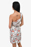 IRO White/Multicolour Silk One Shoulder 'Cevals' Dress Size 36