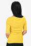 Max Mara Yellow Ribbed 3/4 Sleeve Top Size S