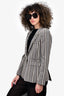 Smythe Grey/White Stripped Single Breasted Blazer Size 8