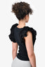 Ulla Johnson Black Ruffle Shoulder Ribbed Tank Top Size S