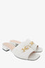 Gucci White Leather Zumi Slide Sandals Size 38.5