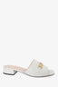 Gucci White Leather Zumi Slide Sandals Size 38.5
