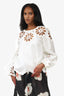 Jonathan Simkhai White Flower Cut-out Long Sleeve Blouse Size M