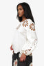 Jonathan Simkhai White Flower Cut-out Long Sleeve Blouse Size M