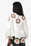 Jonathan Simkhai White Flower Cut-out Long Sleeve Blouse Size M