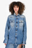 Off-White Medium Wash Painted Long Denim Jacket Size S