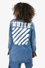 Off-White Medium Wash Painted Long Denim Jacket Size S
