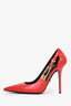 Versace Red Leather Safety Pin Pumps Size 40