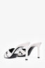 Saint Laurent White Studded Tribute Mules Size 37