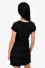 Maje Black Short Sleeve Crochet Detail Dress Size 1