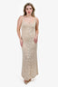 Caroline Constas Gold Shimmer Knit Floral Maxi Dress Size M