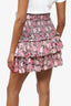 Isabel Marant Etoile Pink Floral Print High-waisted Ruffled Mini Skirt Size 42