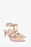 Valentino Pink Calfskin Roman Stud Ankle Strap Pumps size 38.5