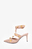 Valentino Pink Calfskin Roman Stud Ankle Strap Pumps size 38.5