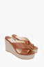 Jimmy Choo Brown Dovina Leather Crisscross Wedge Espadrilles size 38.5