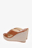 Jimmy Choo Brown Dovina Leather Crisscross Wedge Espadrilles size 38.5