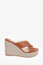 Jimmy Choo Brown Dovina Leather Crisscross Wedge Espadrilles size 38.5