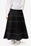 Gabriela Hearst Black Linen Contrast Stitch Maxi Wrap Skirt Size 38