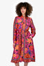 Farm Rio Purple/Orange Floral Tropical Printed Shirt Dress with Belt Size XS