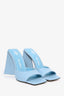 The Attico Blue Leather 'Devon' Heeled Mules Size 37
