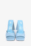 The Attico Blue Leather 'Devon' Heeled Mules Size 37