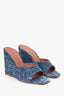 Amina Muaddi Medium Denim Wash Wedge Heels Size 36.5