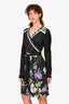 Diane von Furstenberg Black Silk Floral Print Wrap Dress Size 12