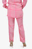 Victoria Beckham Pink/Cream Checked Pants Size 6